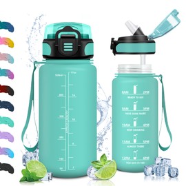 Vikaster Sports Water Bottle, Water Bottle with Straw, 500 ml, Water Bottle, Leak-Proof, BPA-Free, Sports Bottle for School, Camping, Yoga, Gym, Outdoors