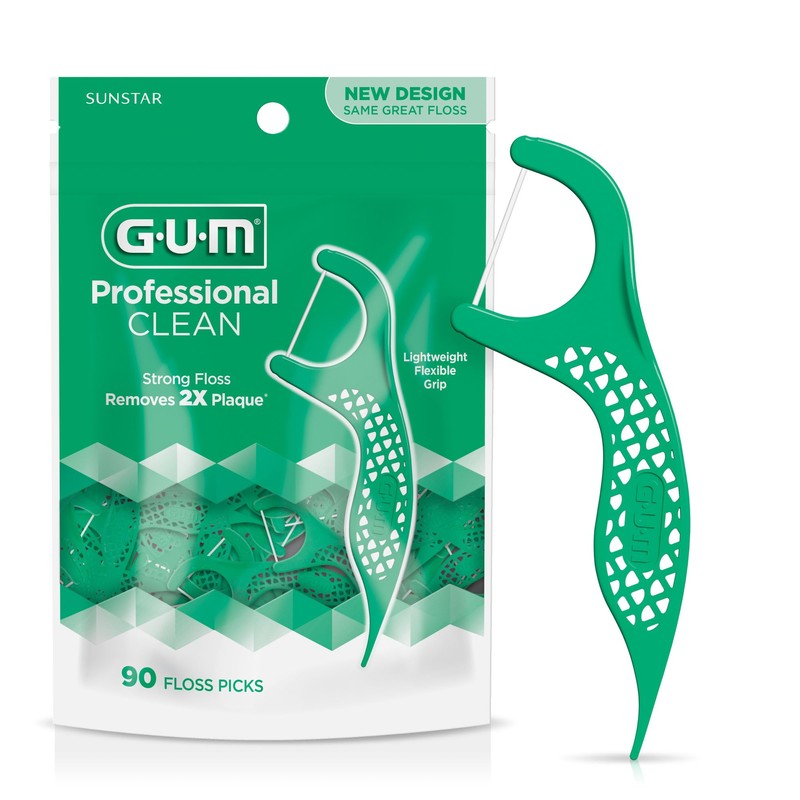 GUM Professional Clean Floss Picks - Extra Strong Shred-Resistant Floss,