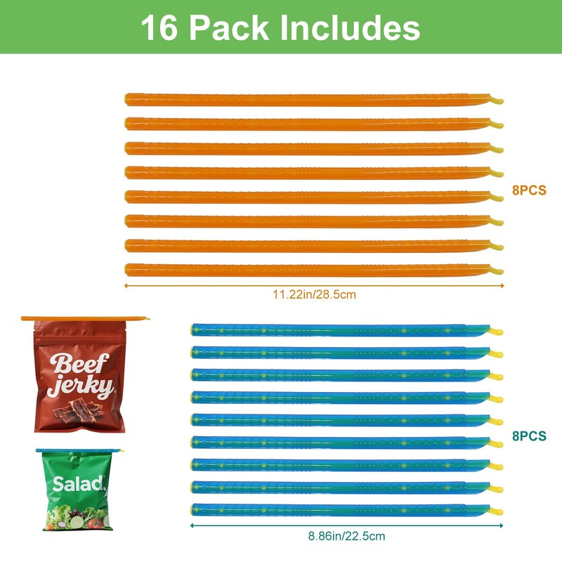 SumDirect 16-Piece Food Bag Sealer Clips| Reusable Plastic Sealer Sticks