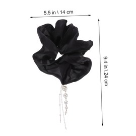 Vaguelly Pearl Tassel Hair Bands Black Elegant Elastic Scrunchies for Women and Soft Durable Hair Ties for Thin Thick Curly for Girlfriend Sister