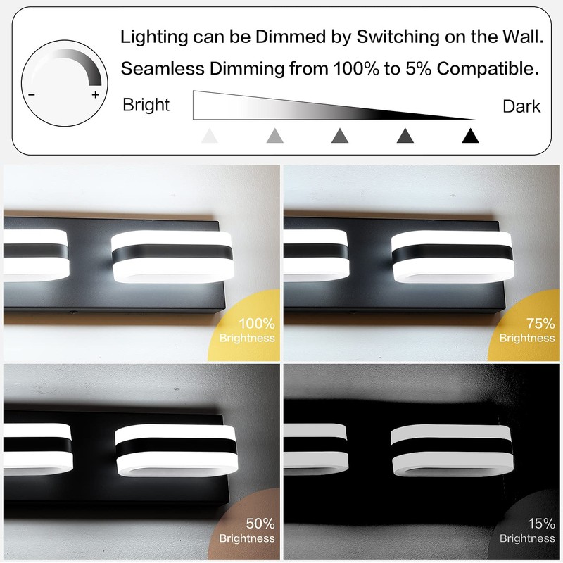 PRESDE Modern Black Bathroom Lights Fixtures Over Mirror 5 Light