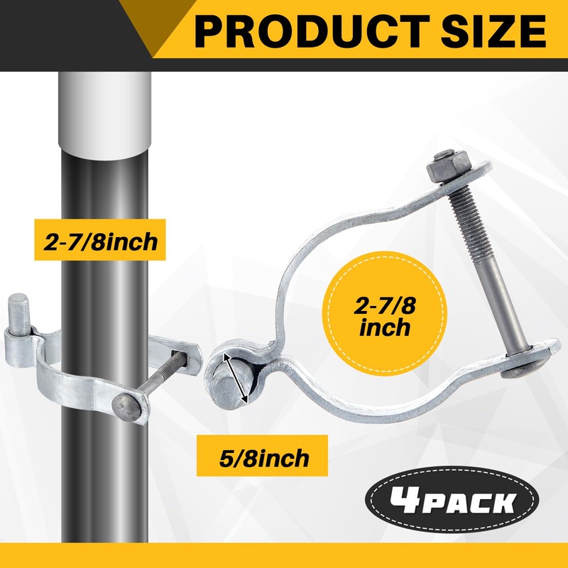 Hicarer 4 Pcs Chain Link Post Gate Hinge 3"[2 7/8"