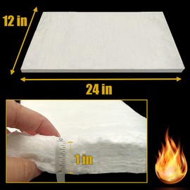24" x12"x1" (Thick) Ceramic Fiber Blanket Fireproof Insulation Baffle Rated to 2400F, High-Temperature Resistance for Oven Stoves, Kilns, Forges
