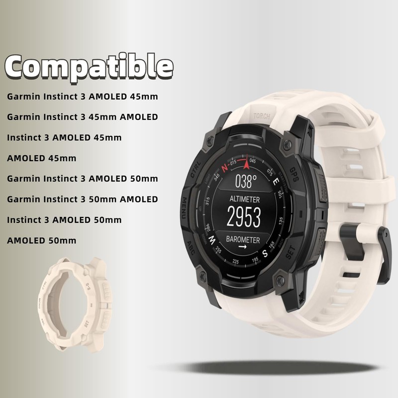 QHBAMD Silicone Watch Bands Compatible for Garmin Instinct 3 AMOLED