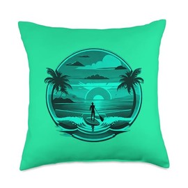 Enjoy SUP Stand Up Paddle Sport Surfboard Board Enjoy SUP Boat Sunset Stand Up Paddle Board Throw Pillow, 18x18, Multicolor