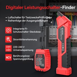 NOYAFA NF-827EU Socket Tester, Fuse Finder with RCD Test and Indicator Light, Circuit Finder, Non-Contact Voltage Tester, 6 Fault Diagnostic Functions, Leak Voltage and Current Indicator