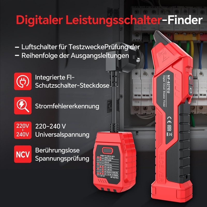 NOYAFA NF-827EU Socket Tester, Fuse Finder with RCD Test and