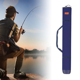 Perfeclan Fishing Rod Bag Foldable Portable Canvas Fishing Tackle for Travel Fishing Nets Fishing Umbrellas, 140 cm blue