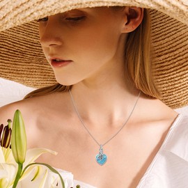 OHAYOO Urn Necklace for Ashes 925 Silver Amethyst Crystal/Water Drop/Butterfly Urn Chain Cremation Memorial Jewellery Pendant Gifts for Women Men, Sterling Silver