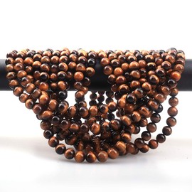 ICAI Beads 4mm Natural Tiger Eye Gemstone Round Loose Stone Beads for Jewelry Making DIY Crafts Design 1 Strand 15" APPR.98-100pcs