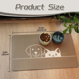 Le courant Dog Cat Food Mat,Rapid Absorbent Pet Feeding Mat,Bone Shaped Dog Placemat Water Bowl Mat with Rubber Backing,No Stains Dog Cat Food Mats Indoor, Pet Accessories Supplies,Brown-11.8x19.7 in
