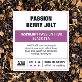 Tiesta Tea - Passion Berry Jolt, Loose Leaf, Raspberry Passion Fruit Black Tea, Premium Blend, Caffeinated Black, Make Hot or Iced Brews Up to 200 Cups, 16oz Resealable Bulk Pouch