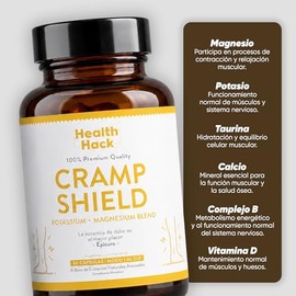 Cramp Shield | Apoyo para el Bienestar Muscular | Formulado con Magnesio, Potasio, Calcio, Complejo B, Vitamina E, Taurina, Vitamina D | Suplemento pa