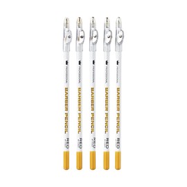 Red by Kiss Barber Pencil with Built-in Sharpener - Edge Razor Trace Pencils, Beard and Hairline Outliner, Shaping Pencils for Men (White-5pcs)