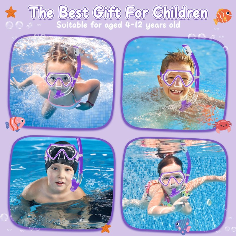 JATEKA Swimming Goggles Set for Children 4-12 Years Purple