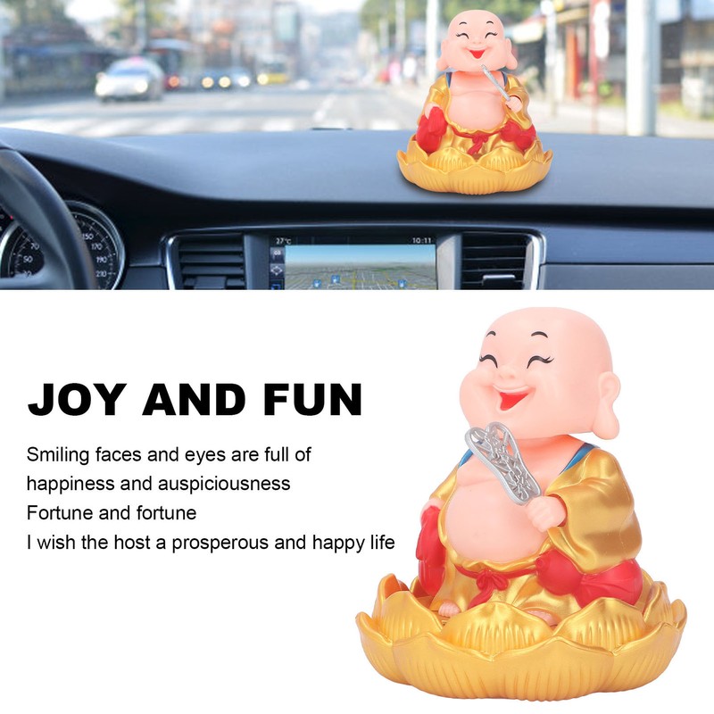 Nodding Smiling Buddha Maitreya Automatic Laughing Car Dashboard Solar Buddha
