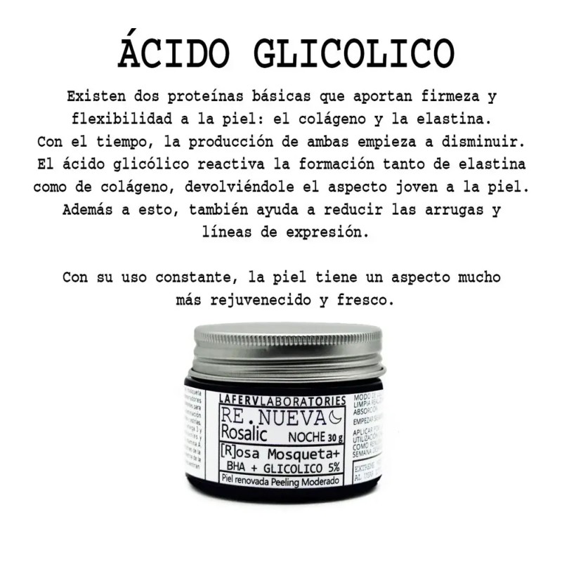 Crema Rosa Mosqueta Glicolico 5% Bha Noche Peeling Suave