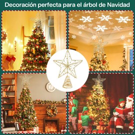 Tucorresi Estrellas para Arboles de Navidad, Adorno para Árbol de Navidad, Estrella para Copa del Árbol de Navidad con 20 Luces, Estrellas LEDpara Arbolesde Navidad,Brillante Decoración para Navidad