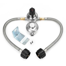 onlyfire RV Propane Regulator for Dual Tanks, 2 Stage Auto Changeover LP Propane Gas Regulator with 2PCS 18 Inch Pigtails Propane Hoses for RVs, Vans, Trailers