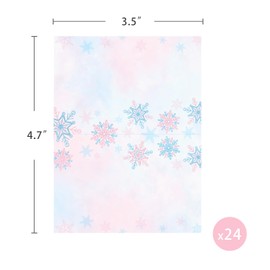 24 Pcs Snowflake Place Cards, Christmas Table Tent Name Cards for Winter Wonderland Dinner Wedding and Baby Shower Party Supplies (Blue Pink)