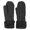 KMystic Plush Lined Cuffed Winter Knit Mittens (Black), One Size