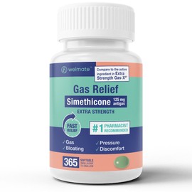 Welmate WELMATE Gas Relief | Simethicone 125mg | 365 Softgels Exp 6/26 (Generic Gas-X)