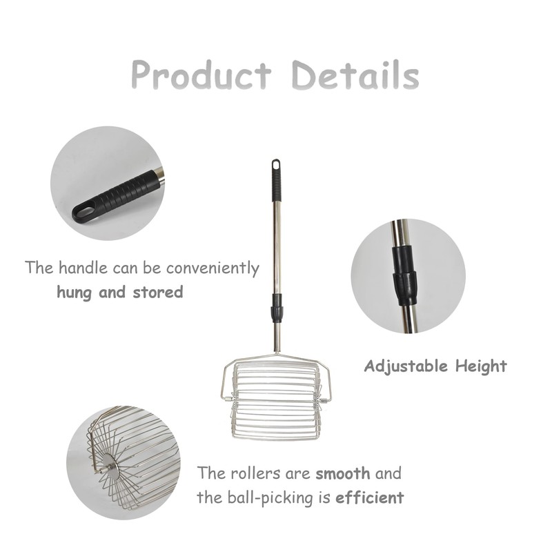 TNZMART Golf Ball Retriever Roller Stainless Steel Telescopic Adjustable Height