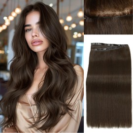 WIGER New Double Weft Hand-tied Remy Human Hair Extensions Dark Brown Genius Hair Extensions Real Human Hair Seamless Injected 18-inch 100g/Pack Non Sew-in Double Layer Micro Bead PU Hair Extensions