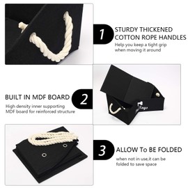 Geyecete Large Dog Toys Storage Bins - Foldable and linen Trapezoid Organizer Boxes with Cotton Handle, Collapsible Basket for Shelves (Black-DOG)