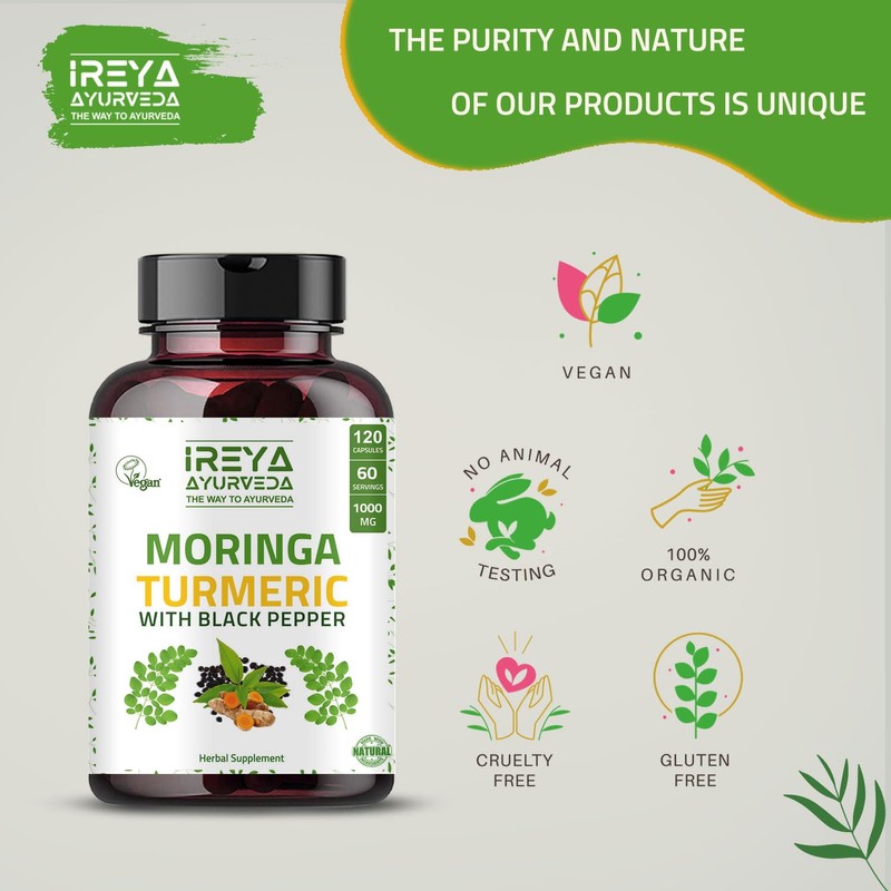 Moringa Oleifera Powder & Turmeric Root Powder with Black pepper