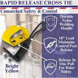 Nunn Finer Rapid Release Cross Tie - Yellow Horse Safety Tie with Quick Handler Release - 18" Retained Length, Nylon Webbing, Simple Install for Barn or Trailer