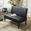STHOUYN STHOUYN 43" W Mini Small Black Leather Couch Armless