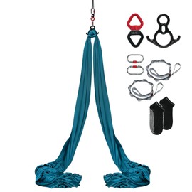 Happybuy Aerial Silk & Yoga Swing, 8.7 Yards, Aerial Yoga Hammock Kit with 100gsm Nylon Fabric, Full Rigging Hardware & Easy Set-up Guide, Antigravity Flying for All Levels Fitness Bodybuilding, Green