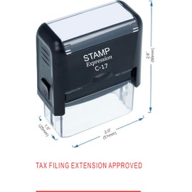stampexpression - Tax Filing Extension Approved with Line Office Self Inking Rubber Stamp - Red Ink (A-50061)