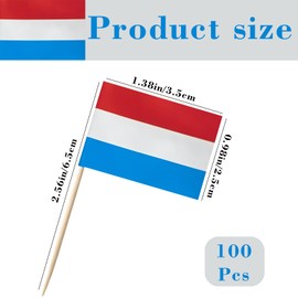 POPOYU Pack of 100 Netherlands Toothpick Flags, Holland Flag Small Cocktail Table Decoration for Netherlands Decoration Em 2024, Eurovision Contest, Olympic Cupcake Toppers, Toothpicks, Pub Decoration