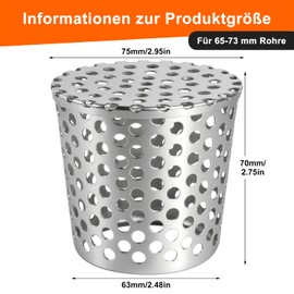 KOVSGQ Gutter Leaf Protection Rain Gutters Leaf Protection Downpipe Filter Leaf Catcher Basket Downpipe Protection Anti-Blocking 304 Stainless Steel Gutter Protection for Roof Pipes Drains and