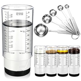 6 Pcs Adjustable Measuring Set Includes 1 Push Up Cup and 5 Measuring Spoons Kitchen Tools for Baking Cooking Measuring Dry and Liquid Ingredients