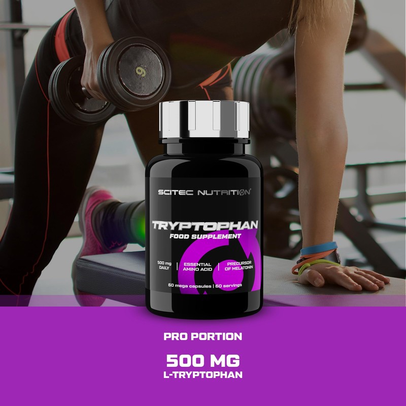 Scitec Nutrition Tryptophan, dietary supplement mega capsules with L-tryptophan, 60