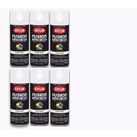 Krylon Fusion All-In-One Gloss White Paint + Primer Spray Paint 12oz, Case of 6