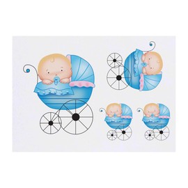 4 x 'Baby Boy' Temporary Tattoos - Water Resistant, Skin-Safe, Non-Toxic Transfers, Mixed Sizes (TO00079966)