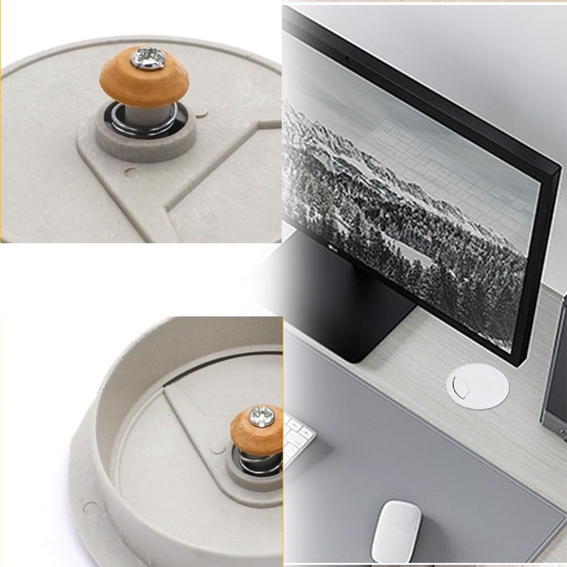 TSUOUKL Pack of 4 Cable Grommets Plastic White Desk Grommet