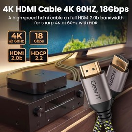 GearIT - Cable HDMI 4K de alta velocidad, HDMI 2.0b, 4K 60 Hz, 3D, ARC, HDCP 2.2, HDR, 18Gbps - Cable trenzado de nailon (5 unidades / 0.22 m)