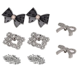 Earssa 4 Pairs Rhinestone Pearl Shoe Clips Crystal Shoe Buckles Bow Square Wing Shoe Clip for Women Charms Decoration Accessories