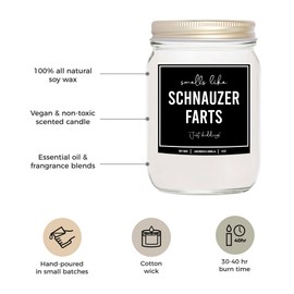 YouNique Schnauzer Lover Gifts - Dog Fart Candle 8oz - White, Black Schnauzer Gifts for Women, Men - Schnauzer Mom, Schnauzer Dad Gifts, Schnauzer Gift, Decor, Ornament, Items (Mahogany Teakwood)