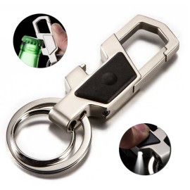 Tika LED Light Bottle Opener Key Chain - Zinc Alloy, Dual Key Rings for Men & Women