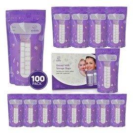 EloBello Breastmilk Storage Bag100-Pack 7oz Breast Milk Storage Bags Freezer BPA Free – Leakproof Double Zip Milk Bags for Breastmilk Refrigeration – Self-Standing Disposable Breastmilk Storage