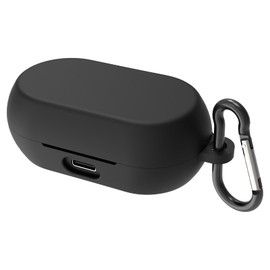 Geekria Funda de silicona compatible con Jabra Elite 7 Pro, Jabra Elite 7 Active True Wireless Earbuds, funda protectora para auriculares con gancho para llavero, puerto de carga accesible (negro)