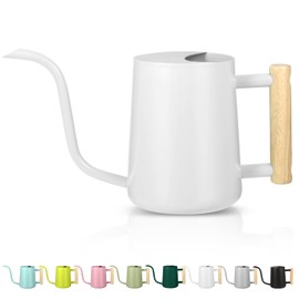 Watering Can Indoor Plants, 35oz Small Watering Can Indoor Stainless Steel Metal Watering Can Modern Decorative Watering Pot with Long Spout for Indoor House Plant Bonsai Outdoor Garden Flowers -White
