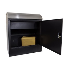 Qualarc WF-PB018 Selma Wall Mount Locking Mail and Parcel Box, Black/Silver