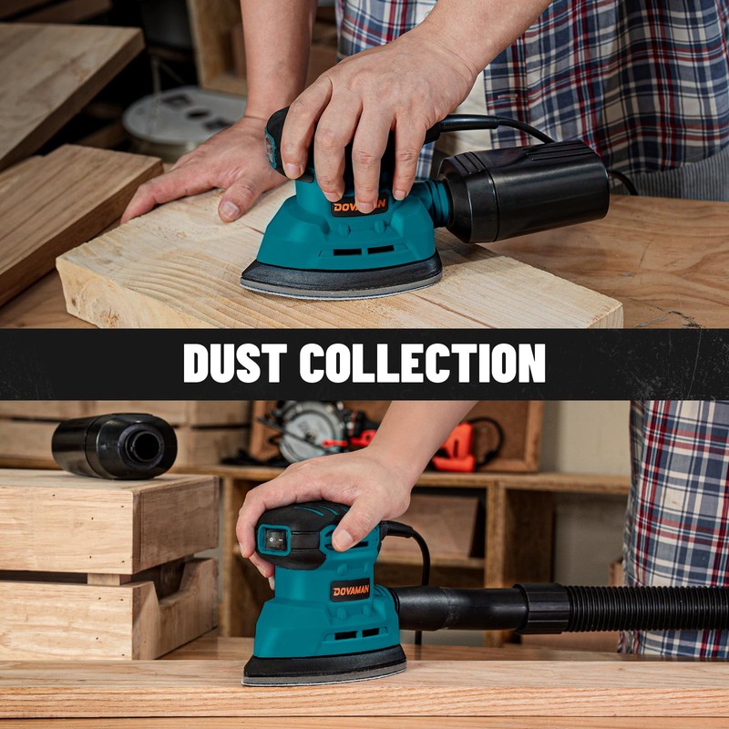 DOVAMAN DLS03A Detail Sander, 130W Palm Sander Tool, Dust Collection